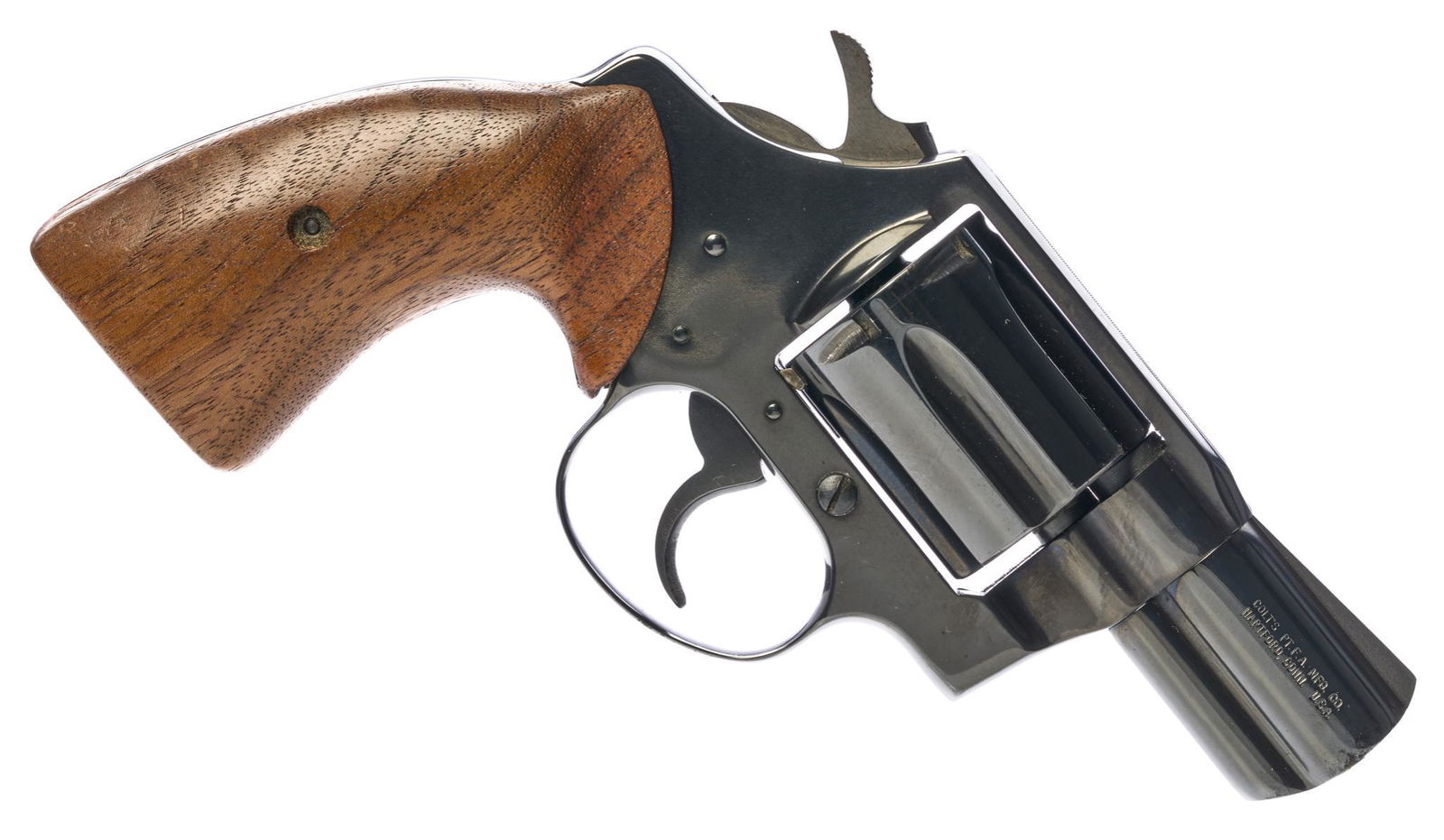 Colt Detective Special Third Issue .38SPL Revolver: Serial: H45246 Manufacturer: Colt (c.1975) Model: Detective Special (Third Issue) Caliber: .38SPL Barrel length: 2" Condition: Very Good; wood grips have light handling marks; barrel & frame is 98+% r