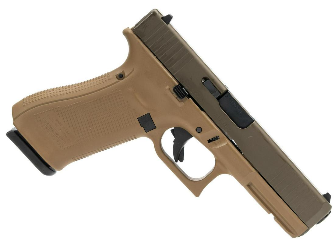Glock 17 Gen. 5 9mm Semi-Auto Pistol: Serial: AFBR611 Manufacturer: Glock Model: Glock 17 Gen 5 (Apollo Custom coated) Caliber: 9mm Barrel length: 4.5" Condition: Excellent-Like New Includes: original case w/ papers & gun lock; 3 x magazi
