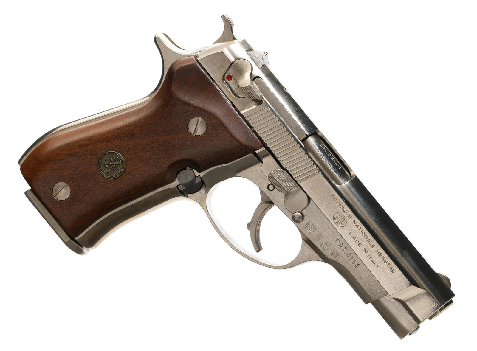 Browning FN BDA-380 .380ACP Semi-Auto Pistol: Serial:MN02254 Manufacturer: Browning Arms Co./FN Herstal, Italy Model: BDA-380 Caliber: .380ACP (13-rd magazine) Barrel length: 3.75" Condition: Excellent; wood grips have very light handling marks; 