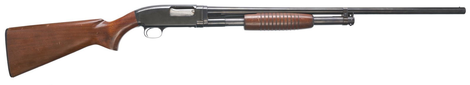 Winchester Model 12 16-Gauge Pump-Action Shotgun: Serial: 1710548 Manufacturer: Winchester (c.1959) Model: 12 Caliber: 16 Ga. Barrel length: 28" Condition: Good; wood stock has light handling marks; barrel & receiver have light handling marks; light 