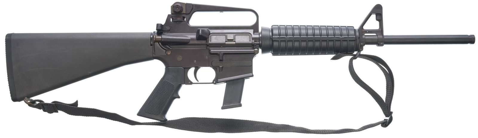 Olympic Arms GL-1 .40S&W Semi-Auto Rifle: Serial: GL 0045 Manufacturer: Olympic Arms Model: GL-1 Caliber: .40S&W Barrel length: 16" Condition: Good; light handling marks throughout stock & metal; light rusting on smaller metal parts on receiv