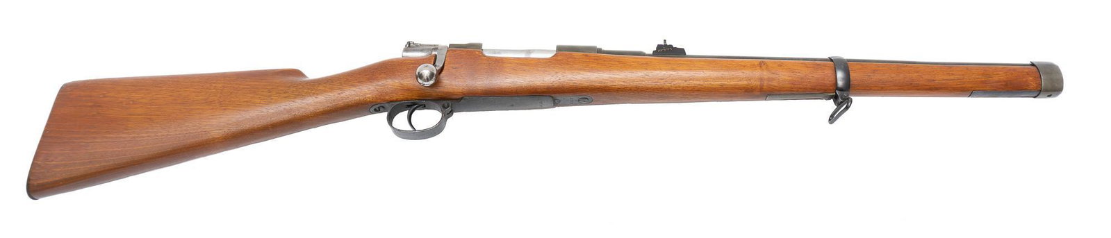 Spanish M1895 Mauser 7x57mm Bolt-Action Carbine: Serial: Y3737 Manufacturer: Fabrika De Armas, Spain Model: 1895 Mauser Carbine Caliber: 7x57mm Barrel length: 18.5" Condition: Good; wood stock is very good w/ light wear & appears to be refinished; b