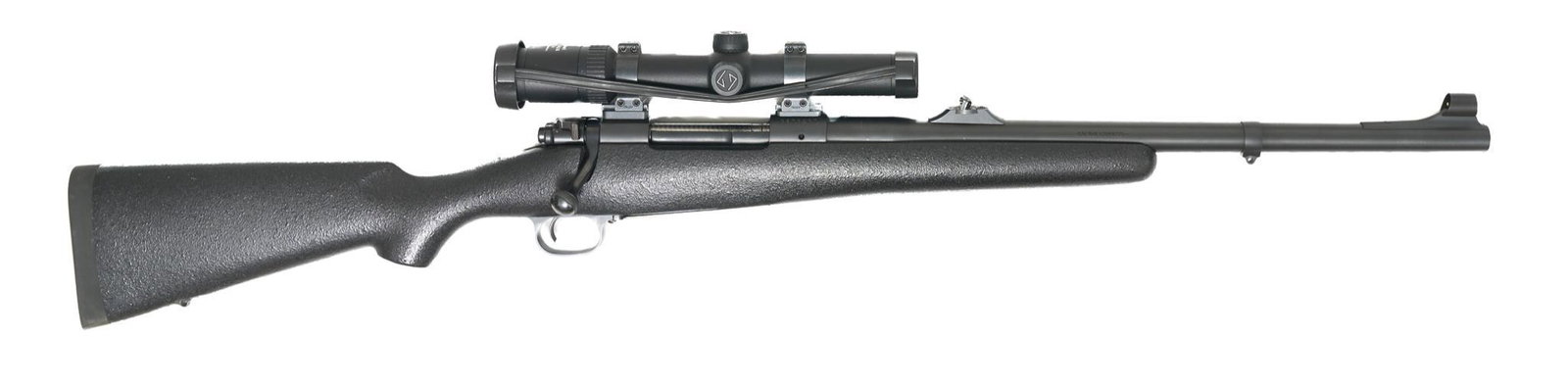 Winchester Model 70 Custom Safari Express .458 W.M.: Serial: G376267 Manufacturer: Winchester Model: 70 Custom Safari Express Caliber: .458 WIN MAG Barrel length: 19" Condition: Very Good; light handling marks to Kevlar stock; only minor handling marks 