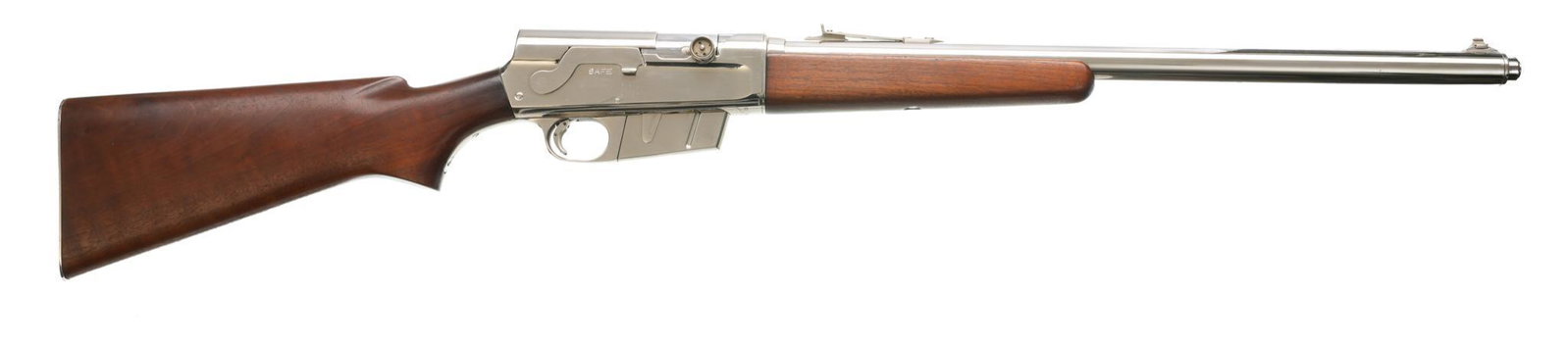 Chrome Remington Model 81 Woodsmaster .300SAVG: Serial: 23555 Manufacturer: Remington (c. Oct., 1945) Model: (chrome-plated) 81 Woodsmaster Caliber: .300SAVG Barrel length: 22" Condition: Very Good; wood stock has mostly light handling marks w/ one