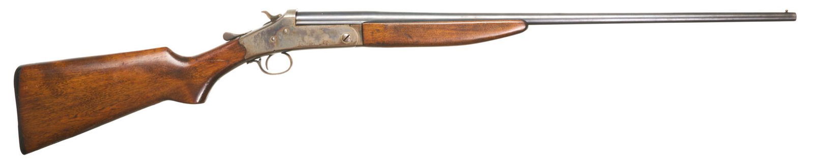 Eastern Arms Co. 1929 Model .410 Single Shot Shotgun: Serial: 95381 E Manufacturer: Eastern Arms Company Model: 1929 Caliber: .410 Bore Barrel length: 26" Condition: Fair; wood stock in good shape for age; most of blue finish remains with some gray patin