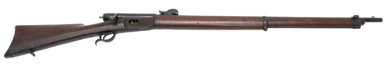 1883 Waffenfabrik Bern M78/81 Swiss Vettereli .41 Swiss: Serial: 176174 Manufacturer: Waffenfabrik Bern, Switzerland (c.1883) Model: 1878/81 Swiss Vettereli Repetiergewehr (repeating rifle) Caliber: .41 Swiss Barrel length: 33.25" Condition: Good; wood stoc