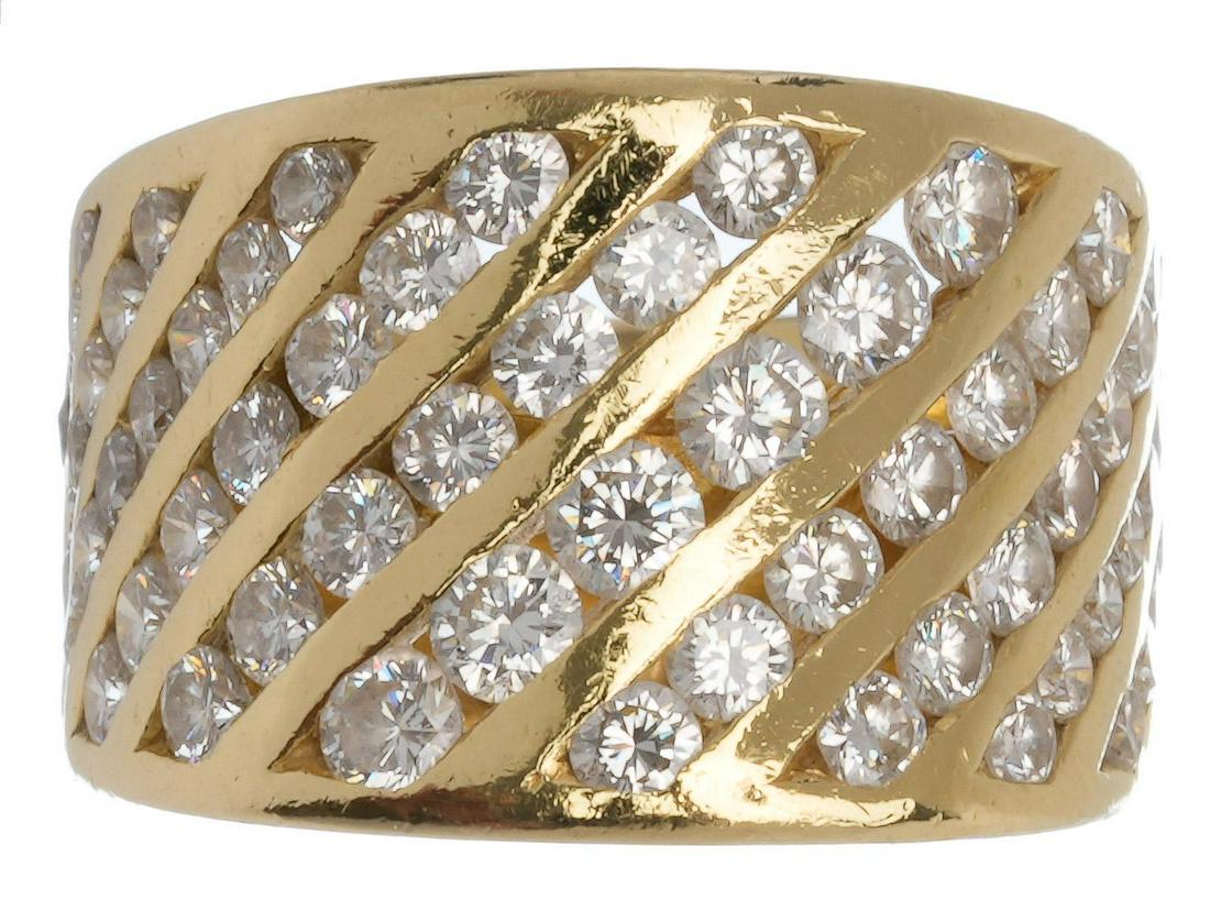 Diagonal Swirl Channel Set 2.5ctw Diamond 18k Gold Ring (1 of 4)