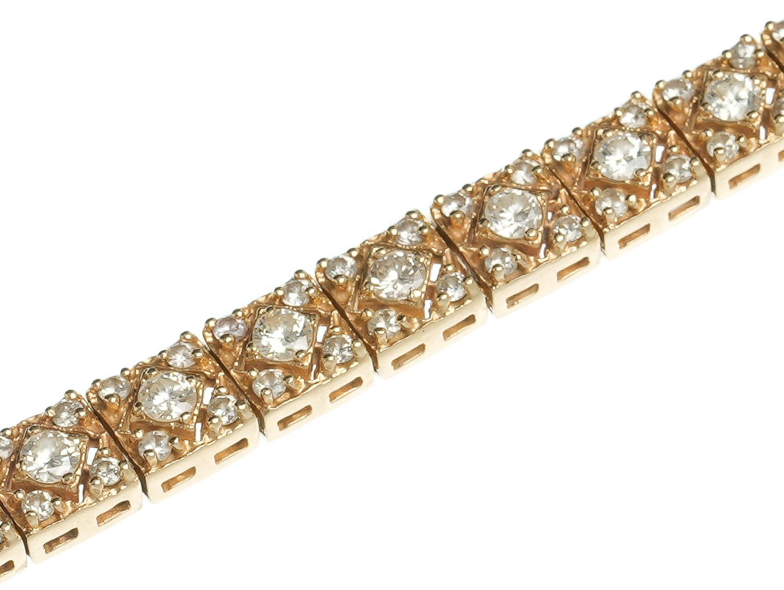 Art Deco Style 7ctw Diamond 14k Gold Bracelet (1 of 3)