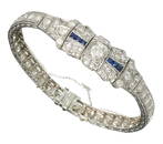 5ctw Art Deco Diamond Sapphire Platinum Bracelet