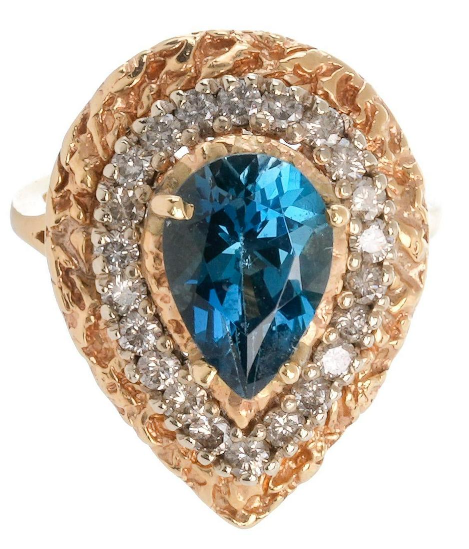 2.3ct Blue Topaz Diamond 14k Gold Ring (1 of 4)