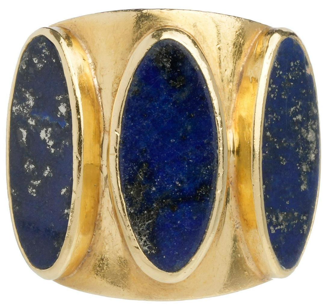 Vintage Medici Oval Lapis Lazuli 18k Gold Ring (1 of 4)