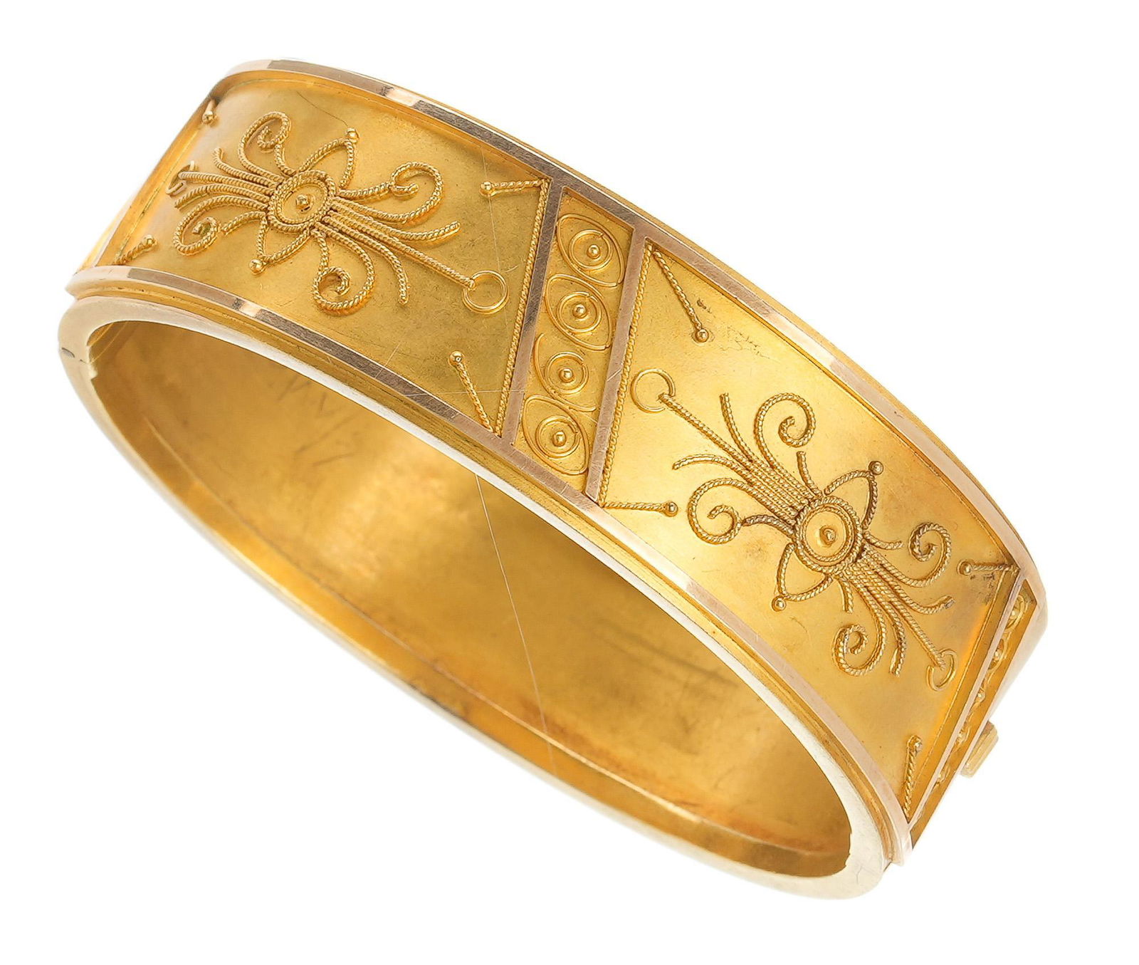 Antique Etruscan Revival 18k Gold Bangle Bracelet (1 of 3)