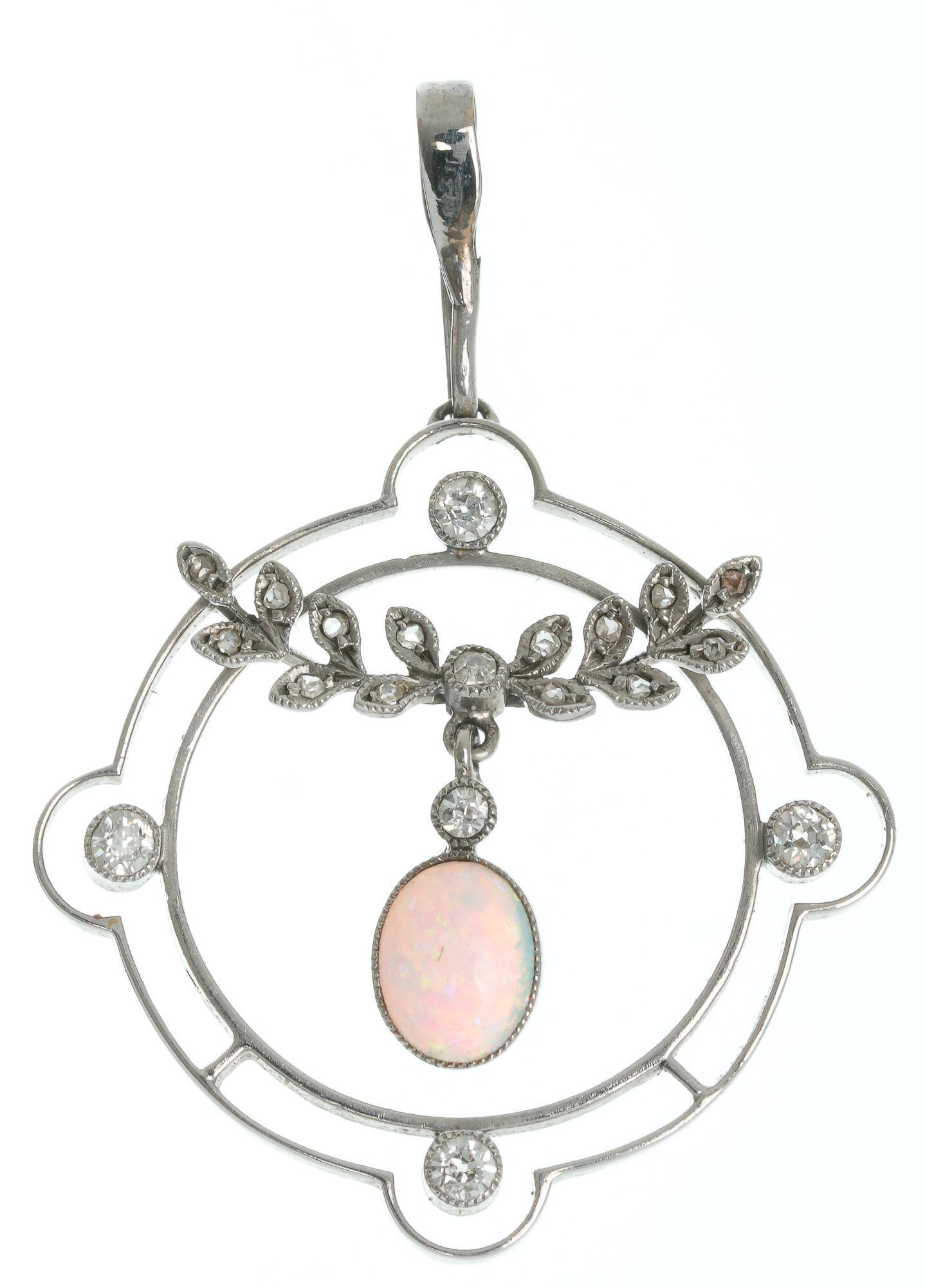 Antique Opal Diamond 18k Gold Pendant (1 of 3)