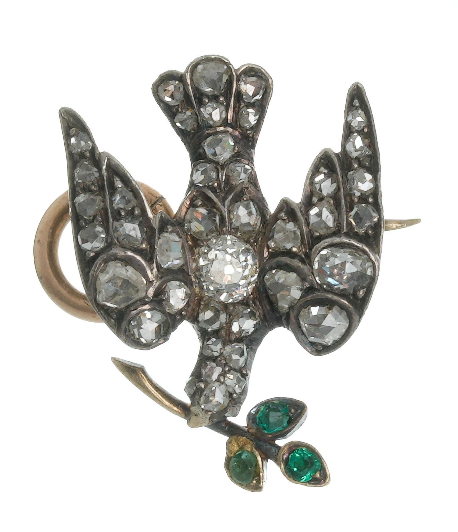 Antique Victorian Rose Diamond 14k Gold Bird Pin (1 of 2)