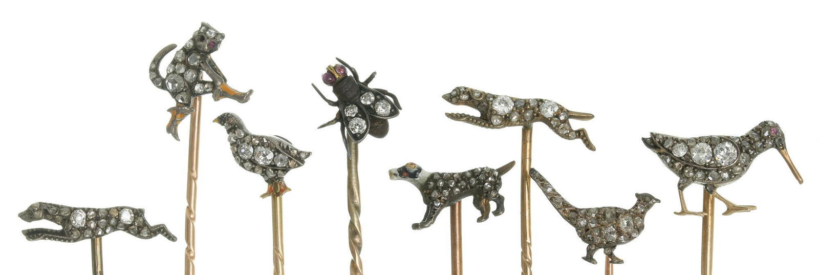 Victorian Rose Diamond 14k Gold Animal Stick Pins (1 of 4)