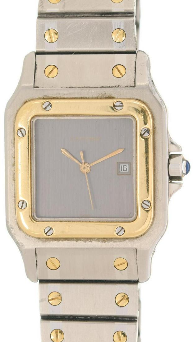 Cartier Montres Santos Stainless 18k Gold Mens Watch (1 of 6)