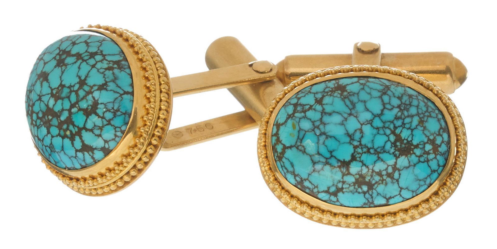 Turquoise 18k Gold Cufflinks (1 of 3)