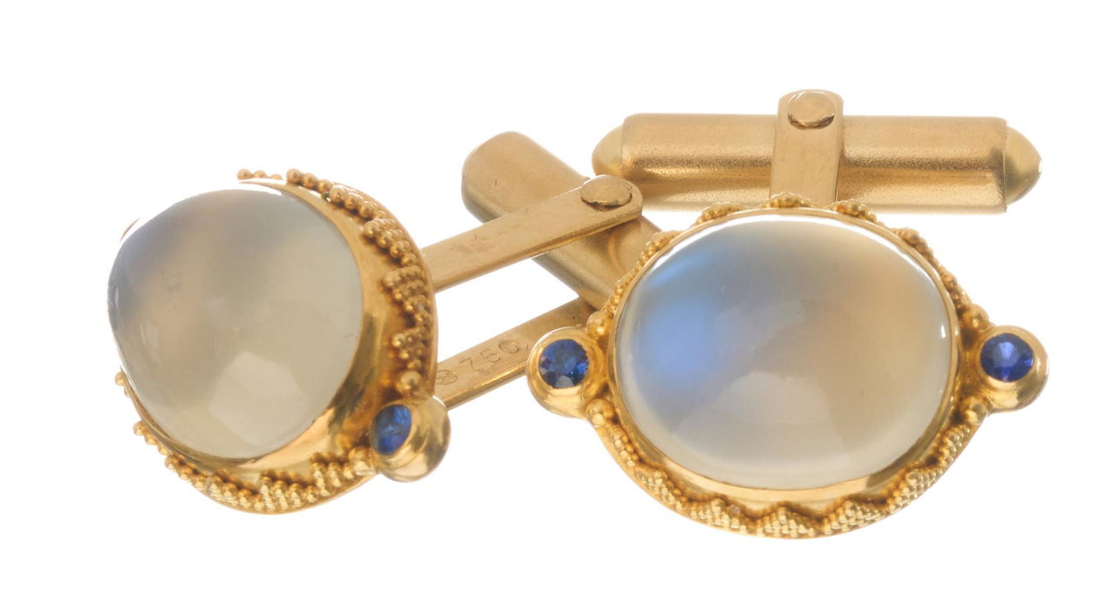 Moonstone Sapphire 18k Gold Cufflinks (1 of 3)