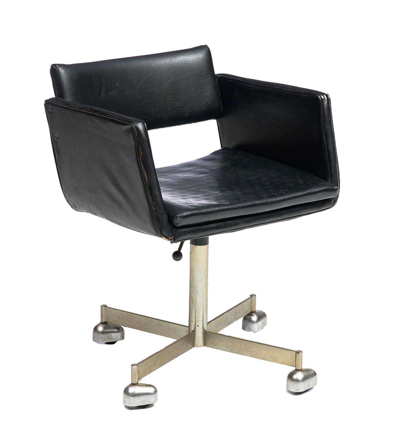 Danish Mid-Century Leatherette Chair on Casters (1 of 3)