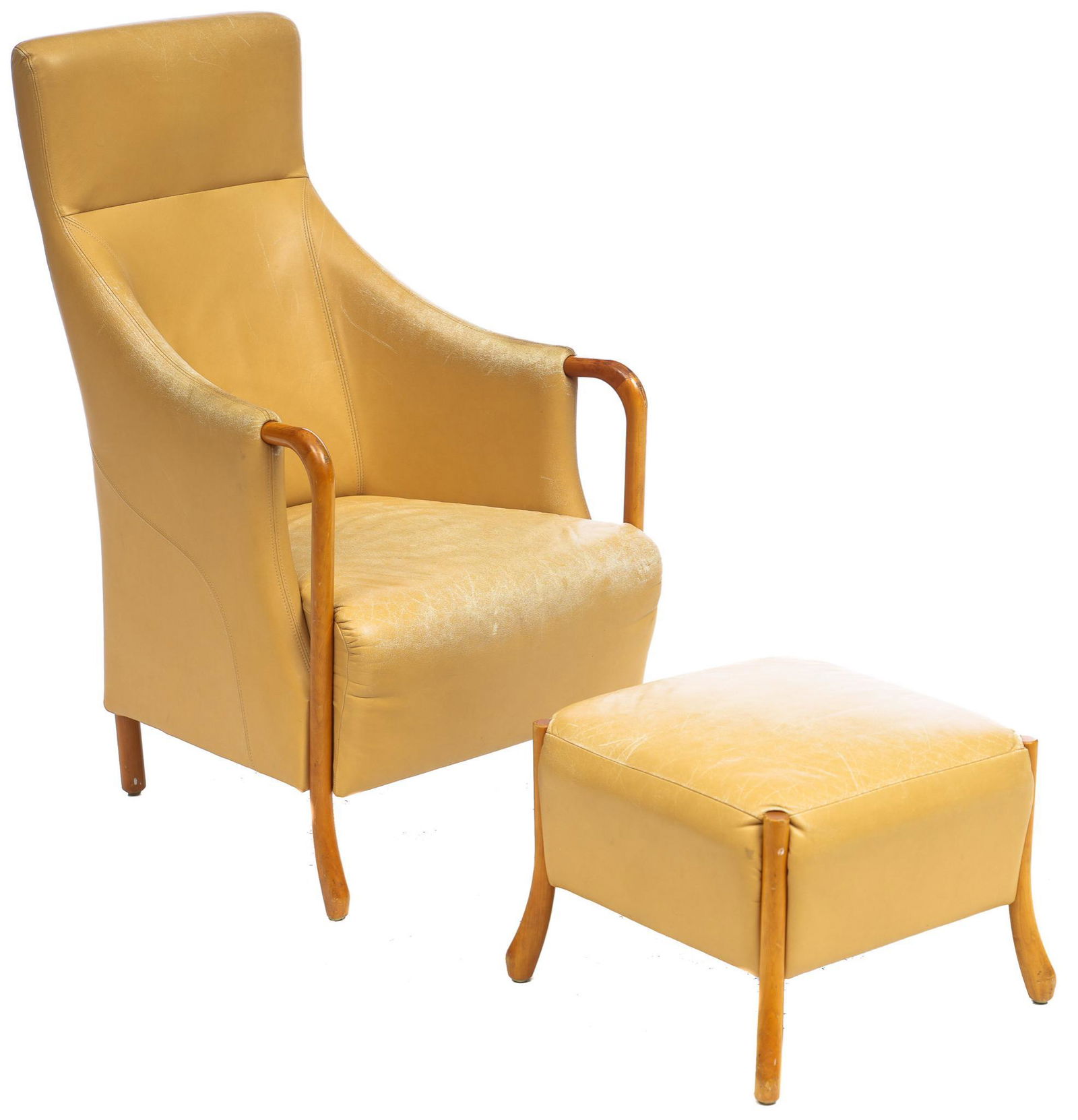 Mid-Century Stouby Leather Chair and Ottoman (1 of 5)