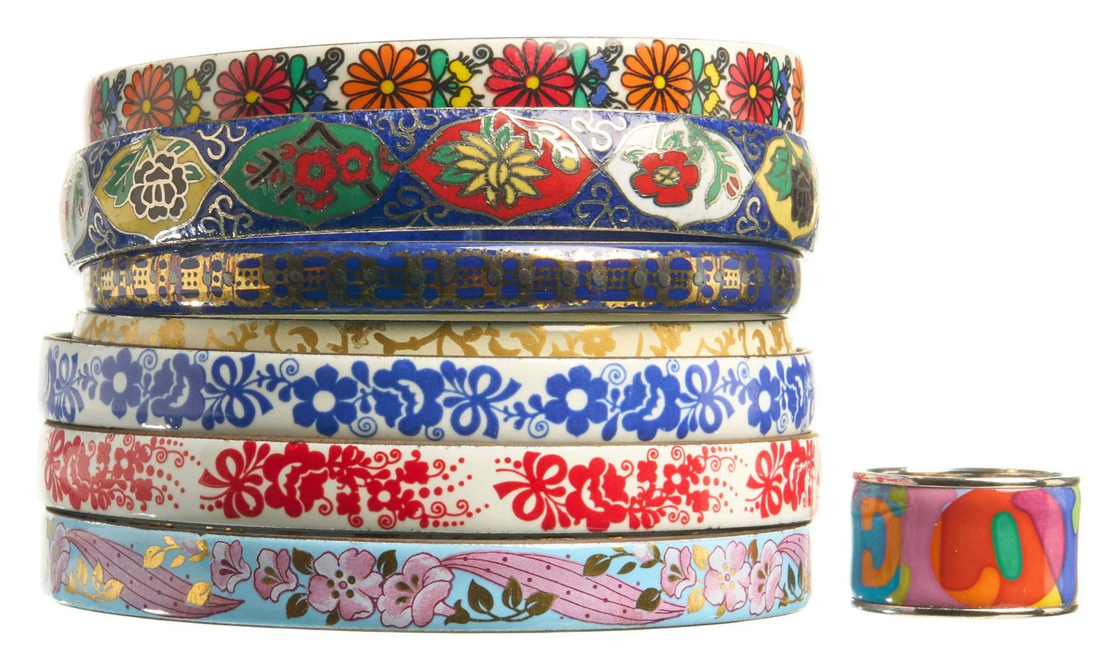 Collection of 1960s Vintage Enamel Bangle Bracelets (1 of 7)