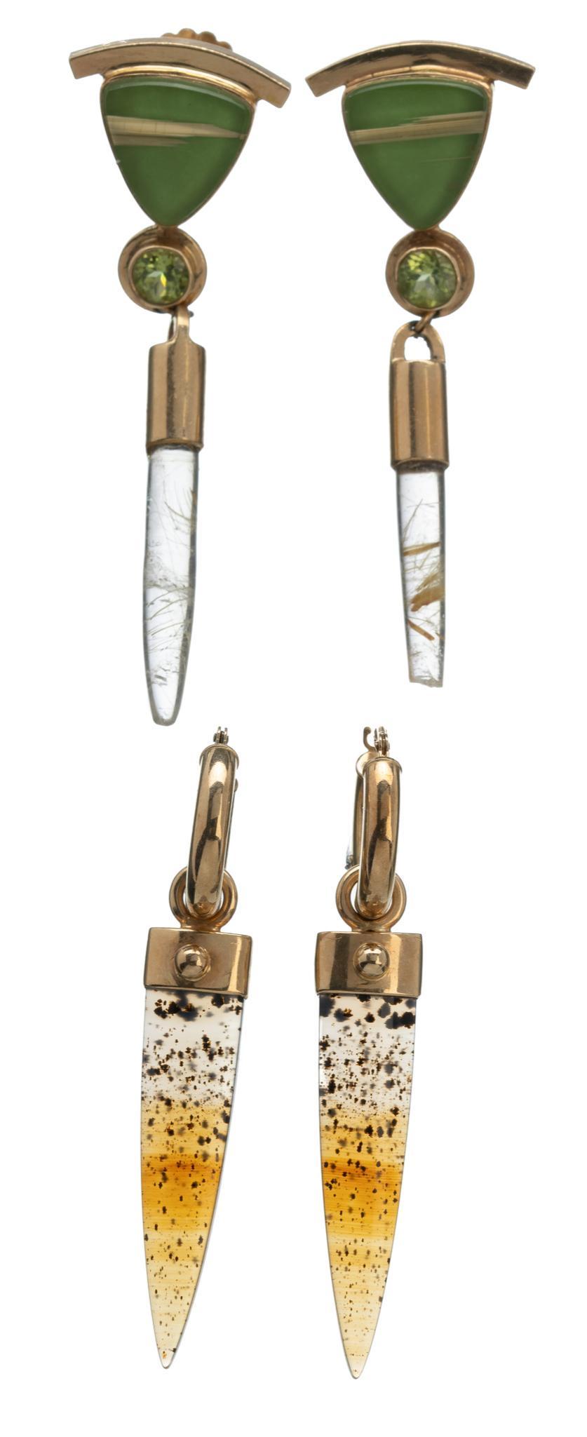 Agate Quartz Peridot 14k Dangle Earrings (1 of 3)