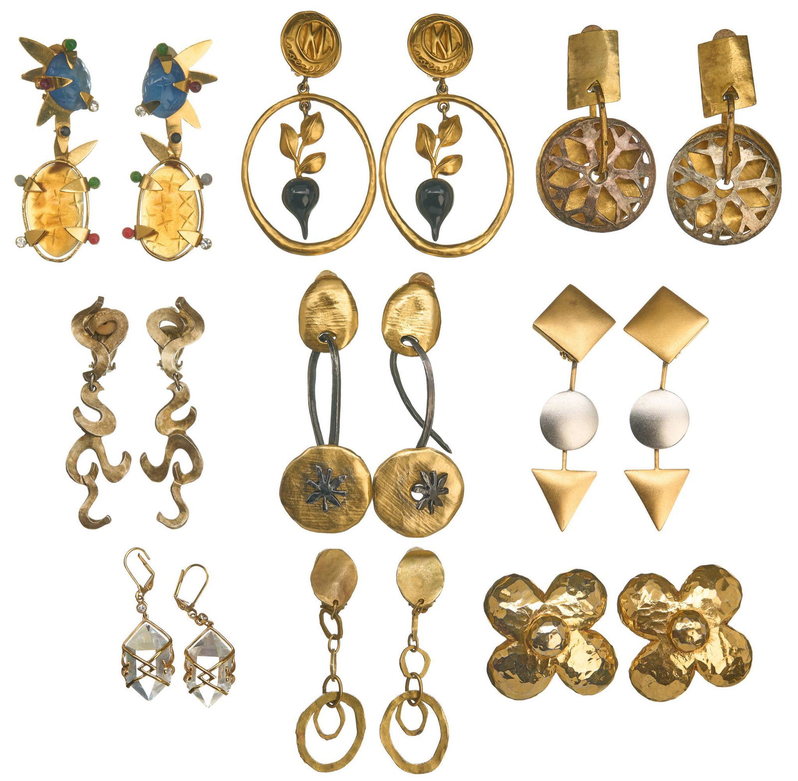 Collection of Vintage Designer Signed Runway Earrings (1 of 5)