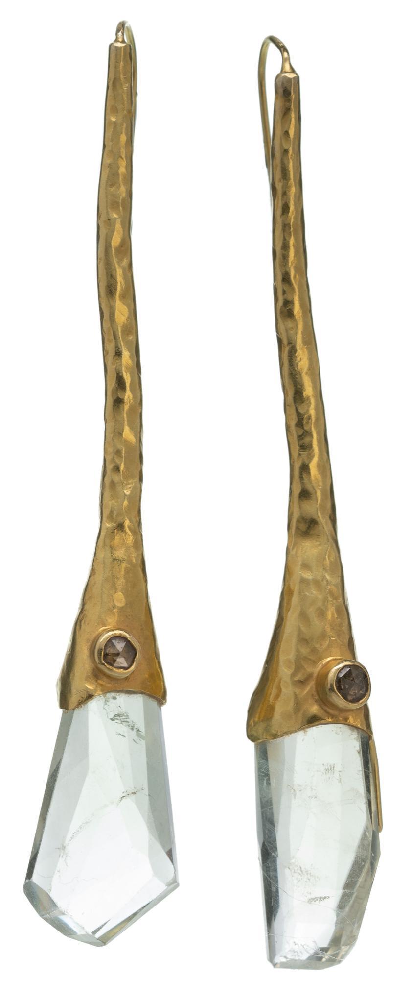 Thanos Rutilated Quartz Diamond 18k Gold Earrings (1 of 3)