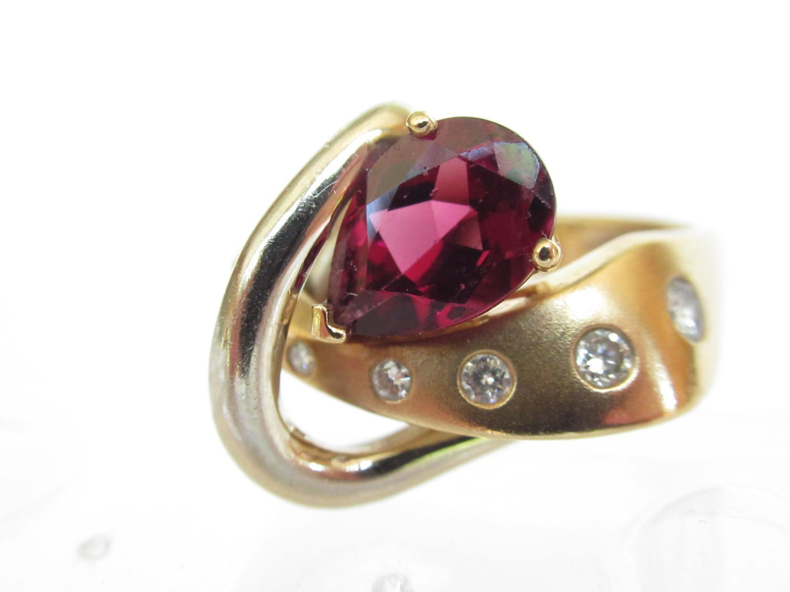 Modernist Tourmaline Diamond 14k Gold Ring (1 of 4)