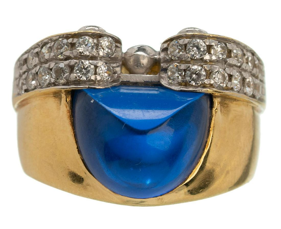 Cabochon Blue Spinel 18k Gold Ring (1 of 2)