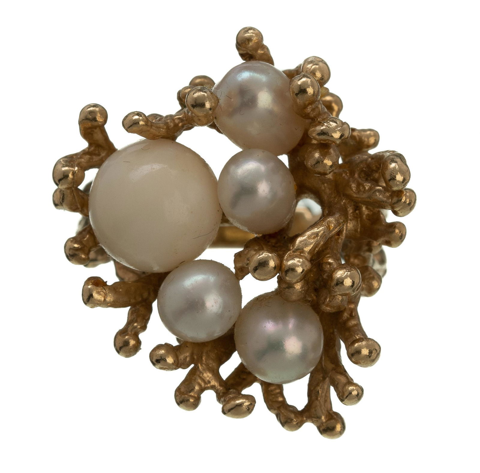 Vintage Pearl White Coral 14k Gold Ring (1 of 4)