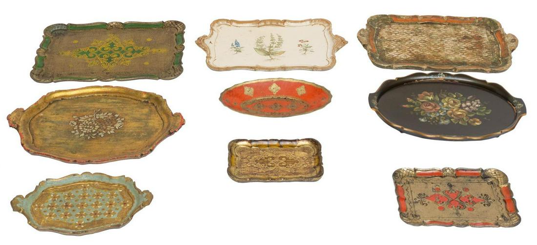 Collection of 9 Vintage Florentine Trays (1 of 5)
