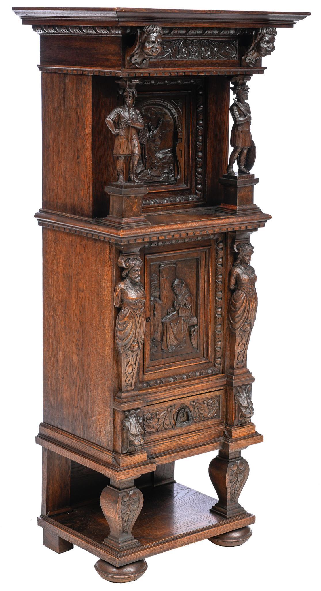Heavily Carved Cabinet with Biblical Scene (1 of 8)