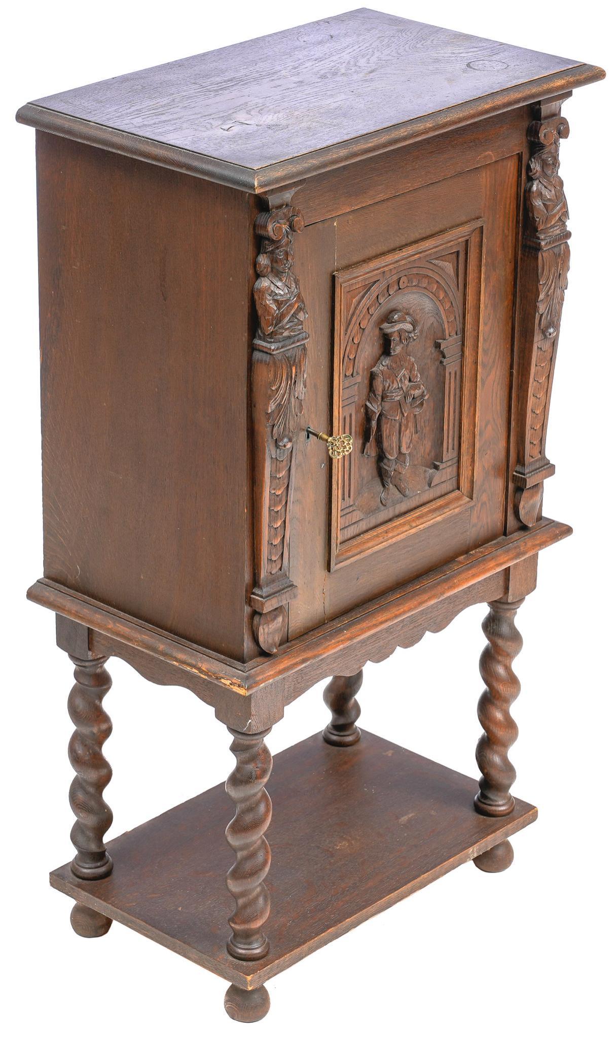 Heavily Carved Cabinet with Shakespeare Scene (1 of 4)