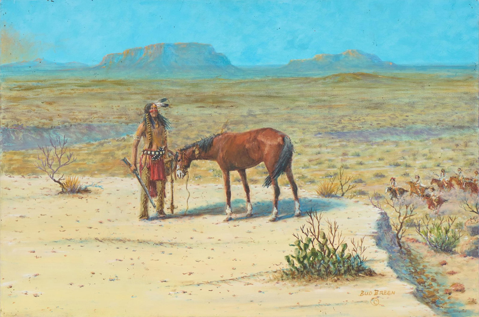 Bud (Paul) Breen (1927-2005), Man and His Horse: Bud (Paul) Breen (1927-2005), a man and his horse, oil on canvas, framed fame: 24"h x 36"w Provenance: A Dallas, Texas collection We happily provide seamless shipping services on everything we sell. P