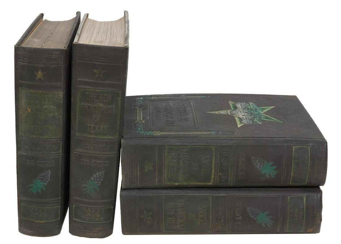 Collection of 4 Texas Encyclopedias: Collection of four bound books, "The New Encyclopedia of Texas" by Ellis A. Davis and Edwin H. Grobe, published by the Texas Development Bureau (Dallas, Texas) 11"h x 8"w x 3"d/ largest Provenance: Th