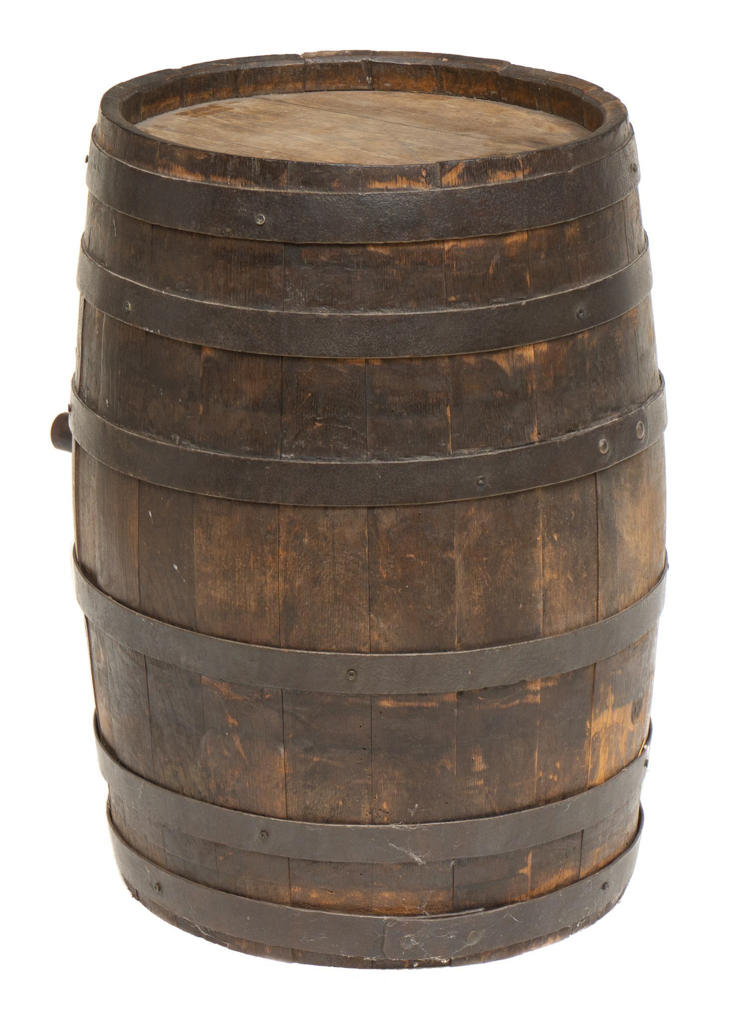 Vintage Beer Barrel: Vintage beer barrel, featuring metal hoops and spigot 27"h x 17"d Provenance: A San Antonio, Texas collection We happily provide seamless shipping services on everything we sell. Please email us at sh