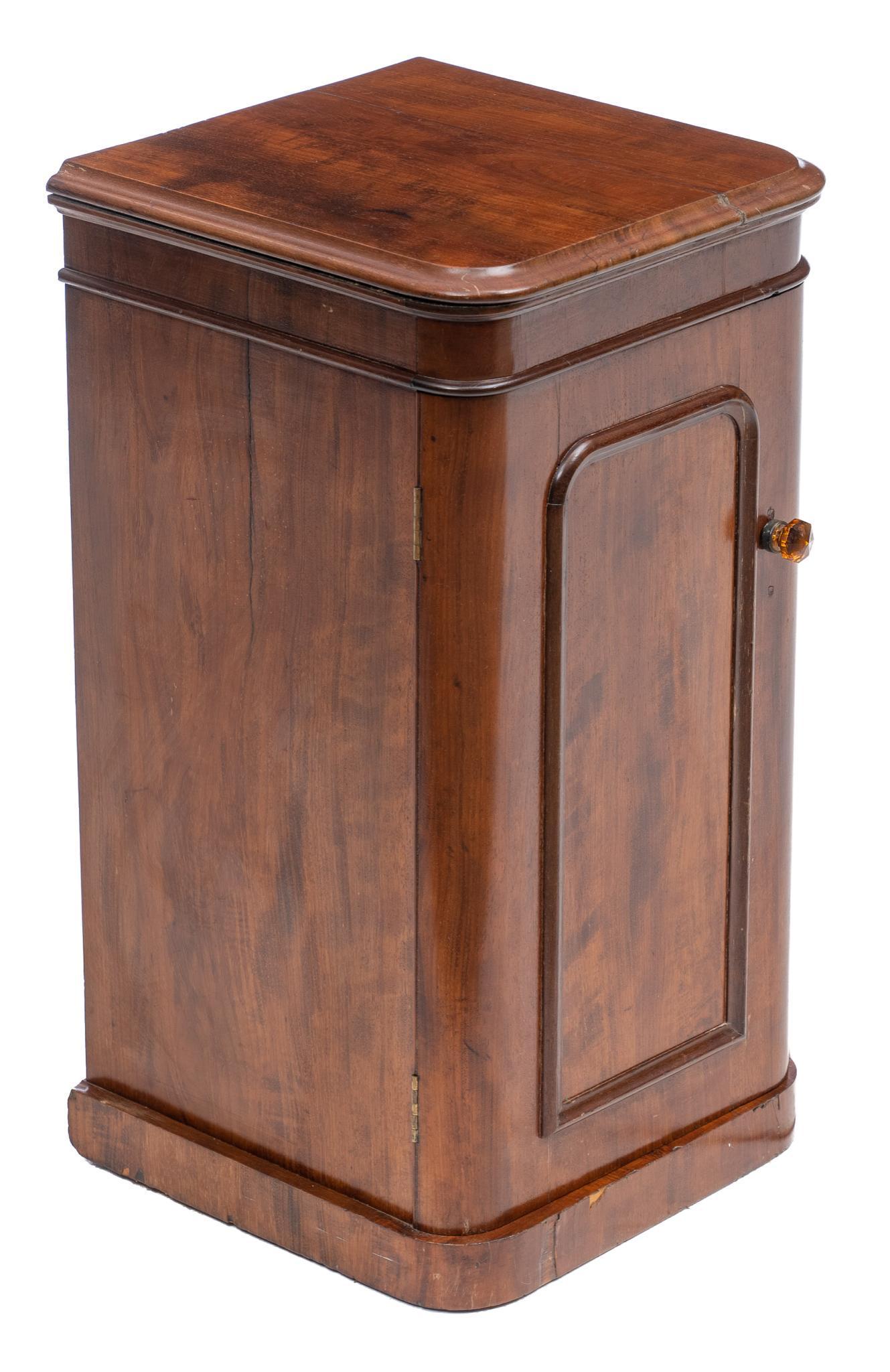 Pedestal Nightstand: Pedestal nightstand featuring single door with pull, opens to reveal single-shelved interior 29.5"h x 16"w x 15.5"d Provenance: A Spring Branch, Texas collection We happily provide seamless shipping s
