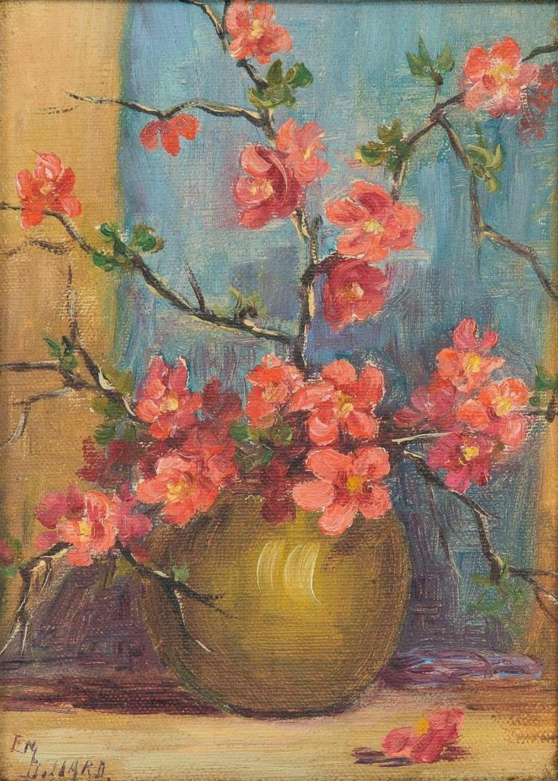 Emily M. Dillard (1879-1968), Floral Still Life: Emily M. Dillard (1879-1968), floral still life, oil on board, framed sight: 5.5"h x 7.5"w, frame: 11.5"h x 13.5"w Provenance: The William @ Mary Anna Hudson Estate, Houston, Texas We happily provide 