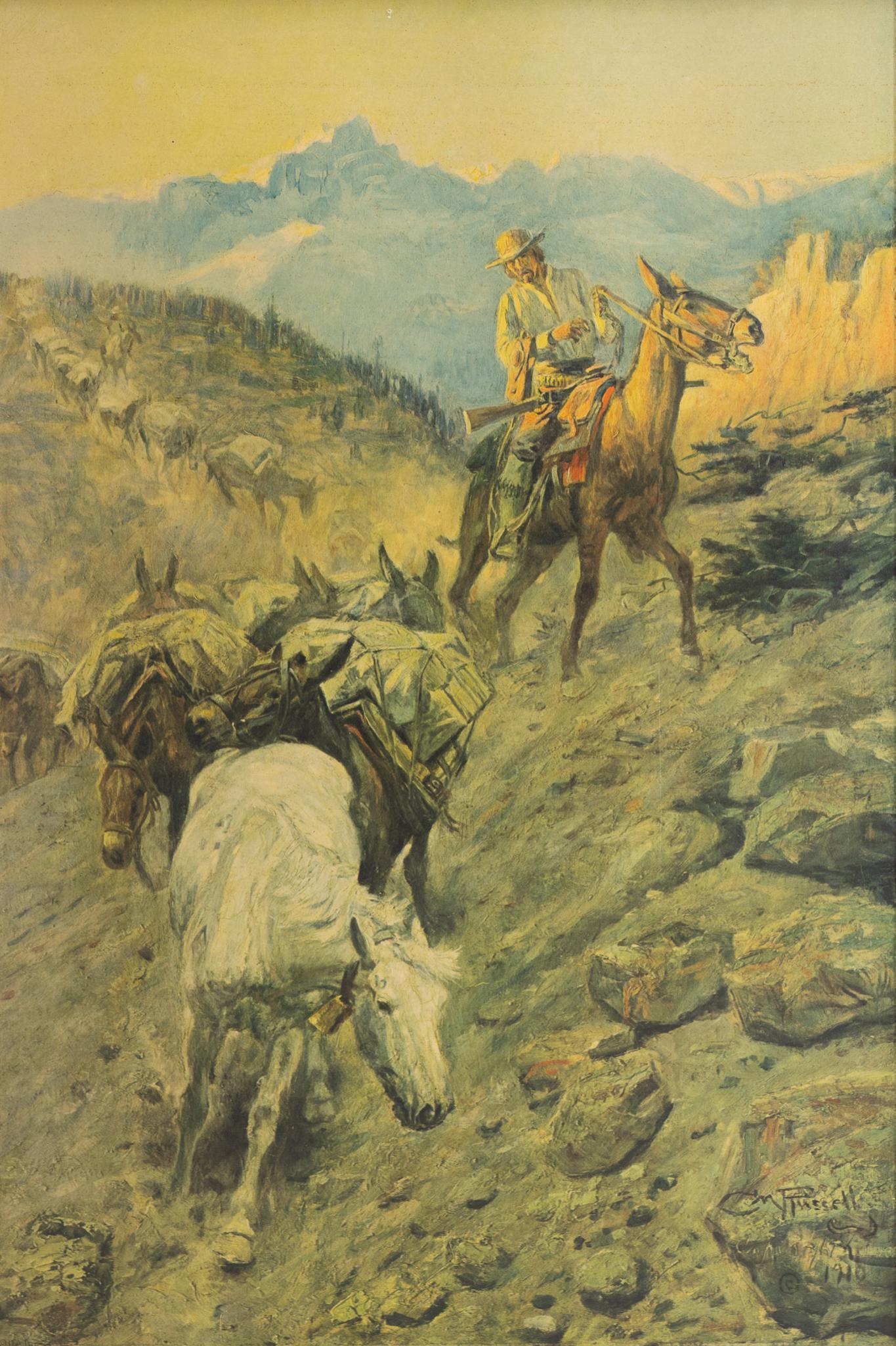 Charles M. Russell (1864-1926), Cowboy: Charles M. Russell (1864-1926), cowboy, print, framed frame: 23"h x 33"w Provenance: A Seguin, Texas collection We happily provide seamless shipping services on everything we sell. Please email us