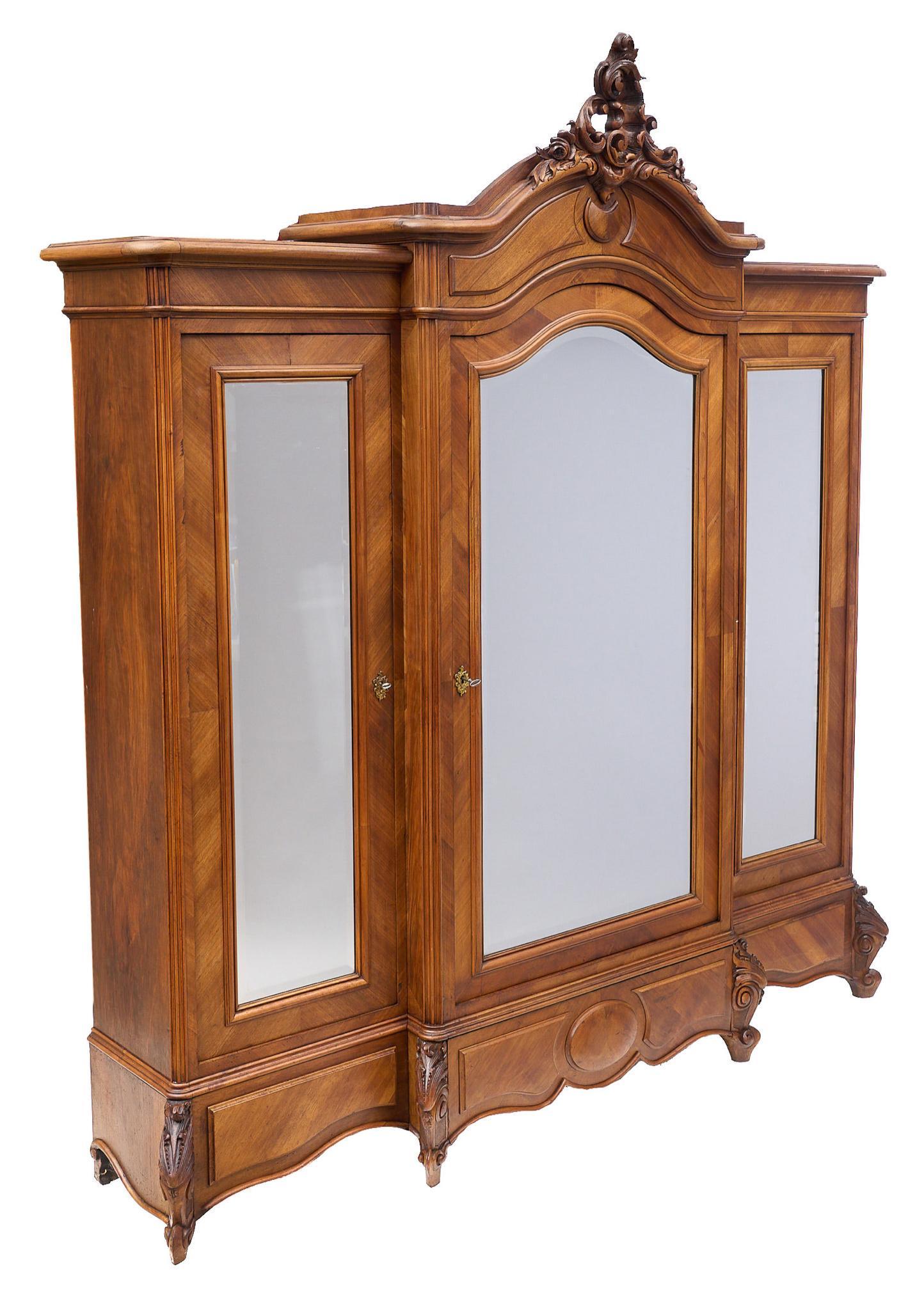 Louis XIII Style Mirrored Armoire (1 of 6)