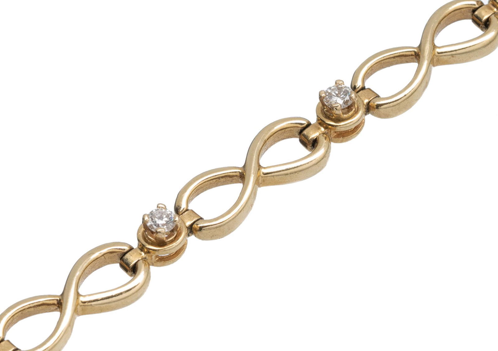 Diamond 14k Gold Infinity Loop Link Bracelet (1 of 4)