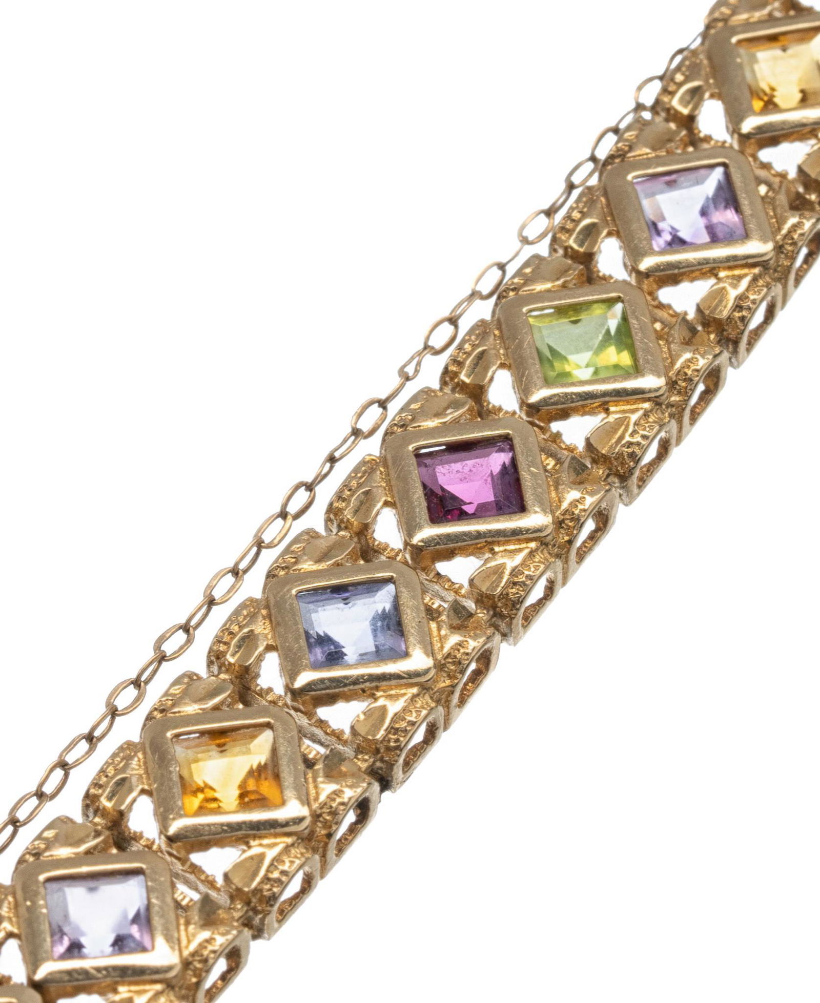 Multi Gemstone 14k Gold Link Bracelet (1 of 4)