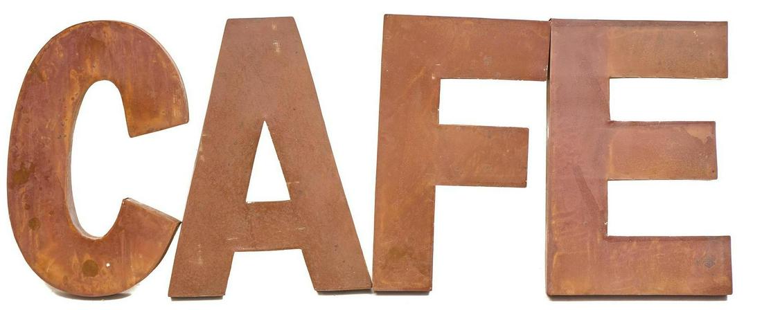 Vintage French Copper Cafe Letter Sign (1 of 4)