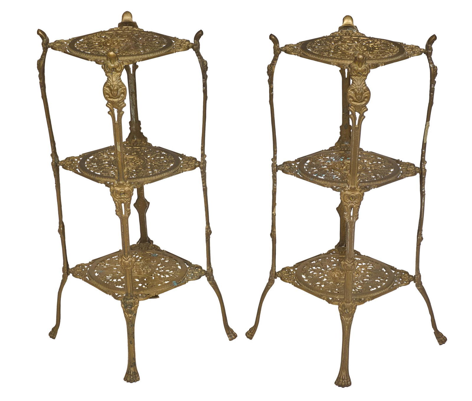 Pair of Napoleon III Style Brass Plant Stands (1 of 5)