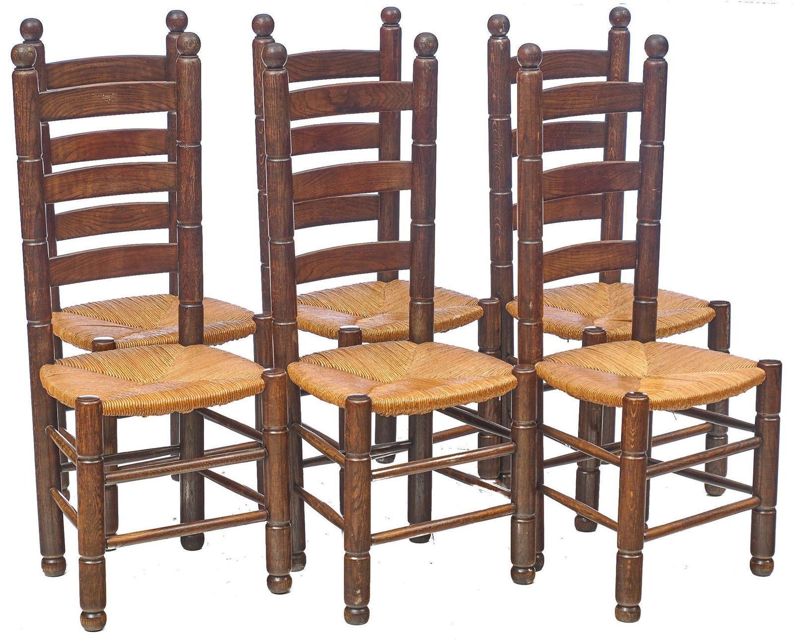Set of 6 French Provincial Rush Seat Dining Chairs (1 of 4)