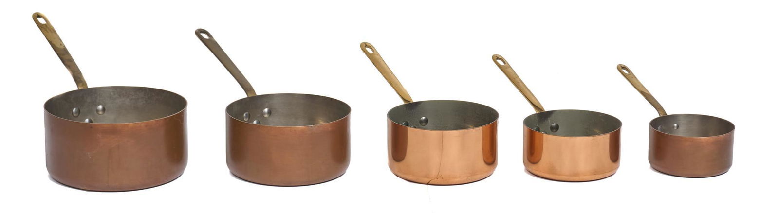 Set of 5 French Farmhouse Copper Pots (1 of 9)