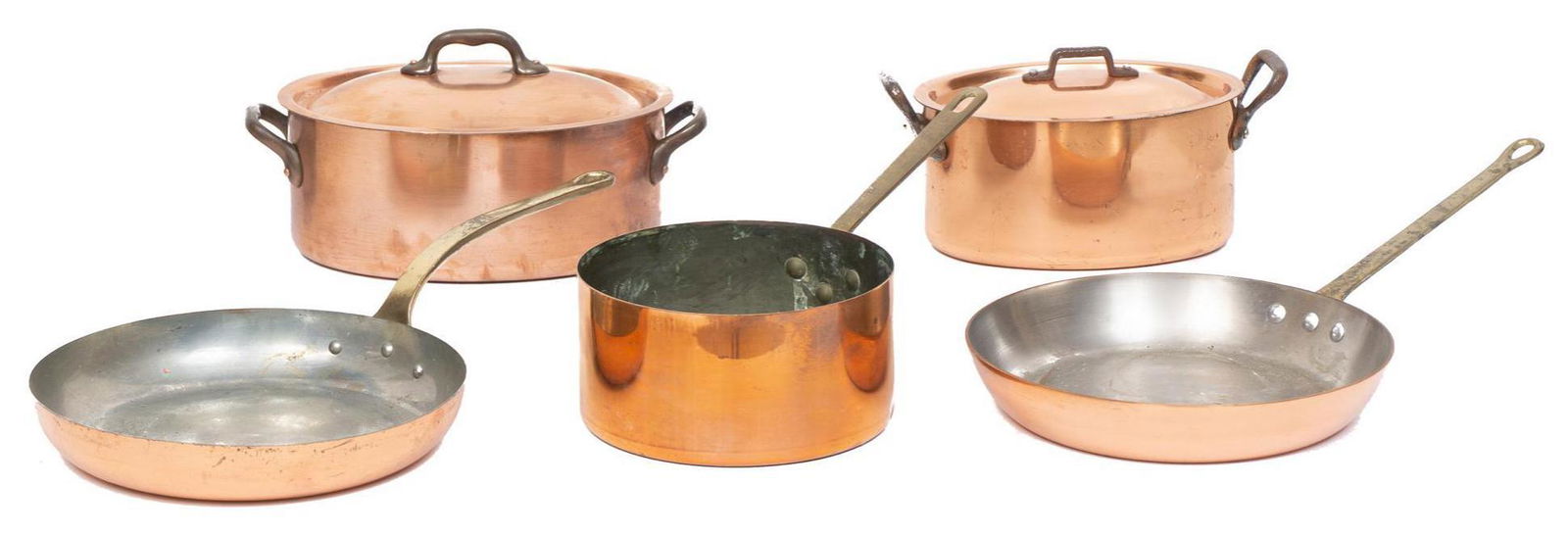 Set of 5 French Farmhouse Copper Pots (1 of 7)