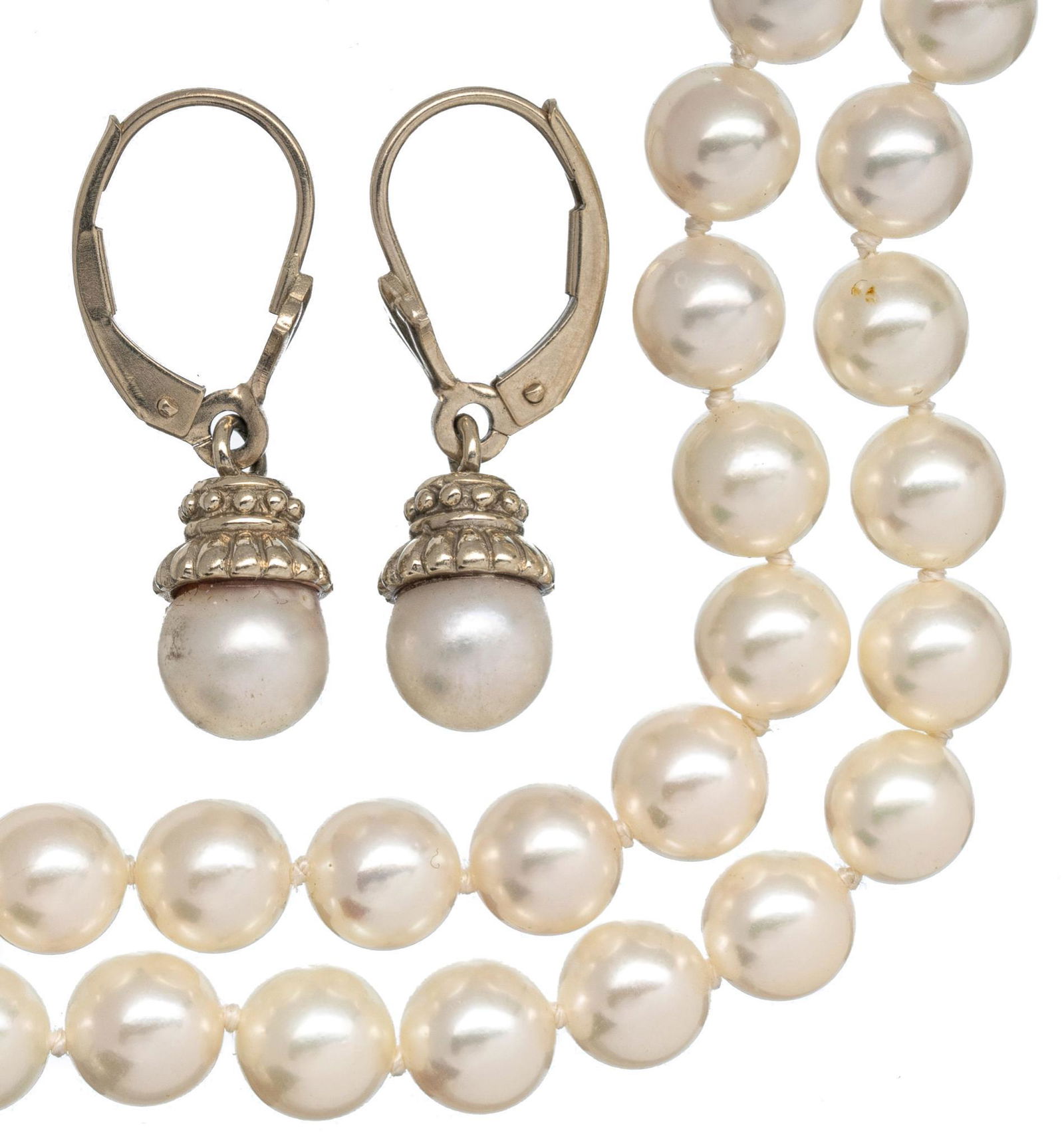 Pearl 14k Gold Necklace and Dangle Earrings (1 of 4)