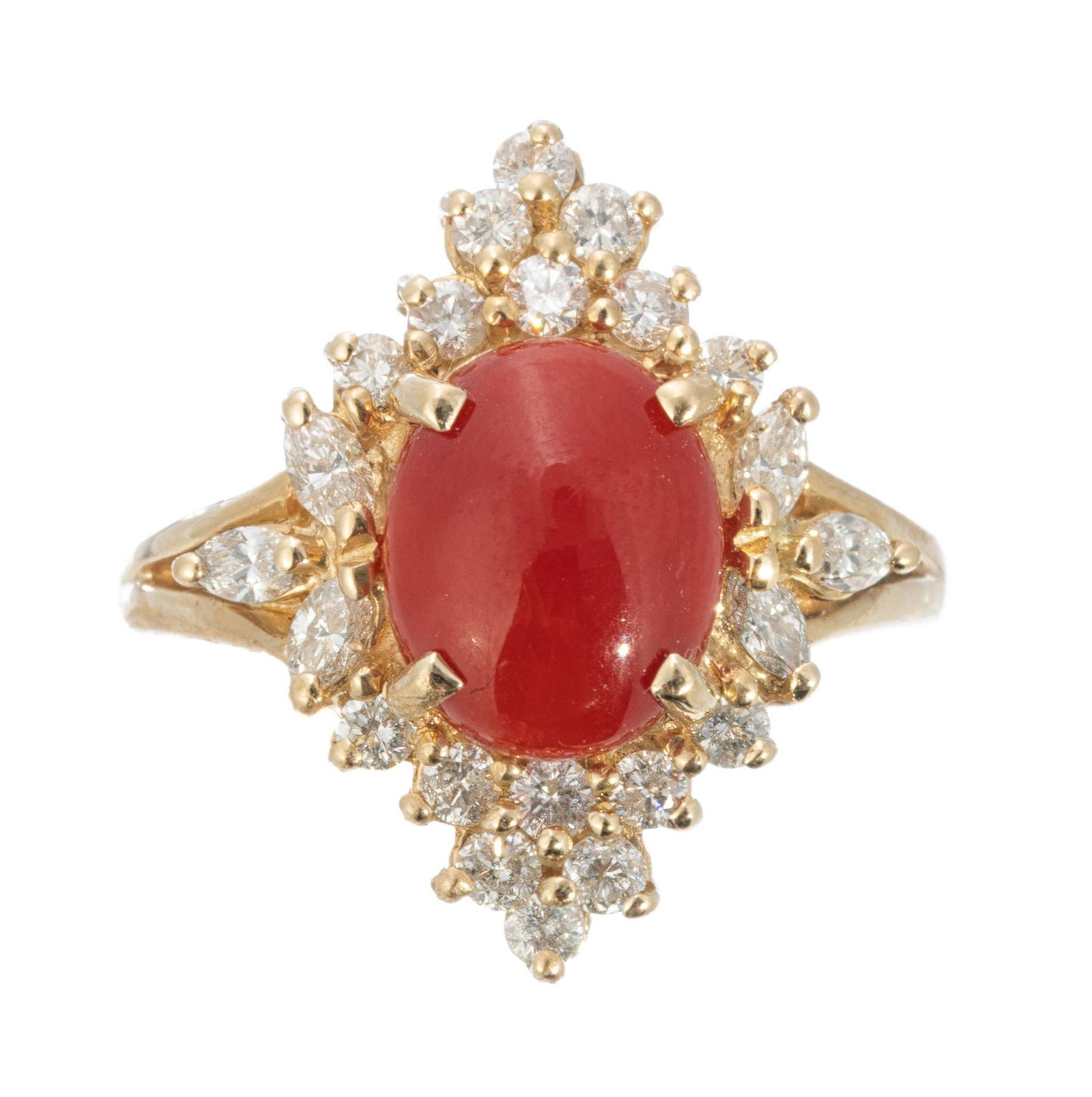 Mid Century Carnelian Diamond 14K Gold Ring (1 of 4)